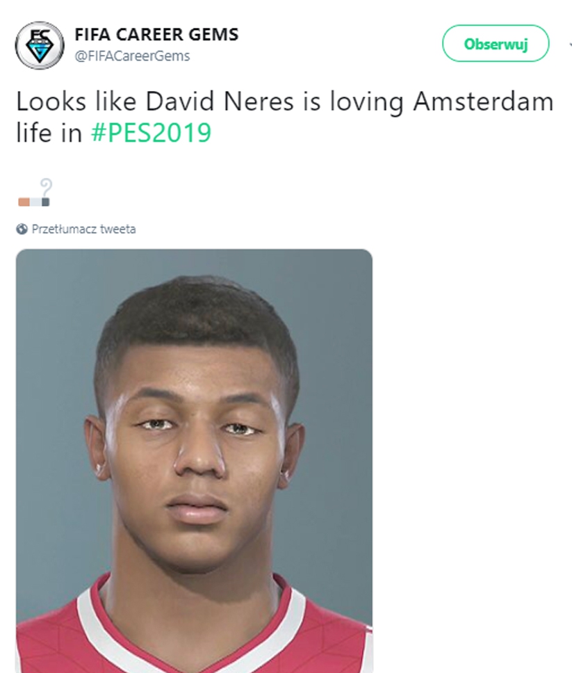 Tak wygląda David Neres w PES 2019... :D